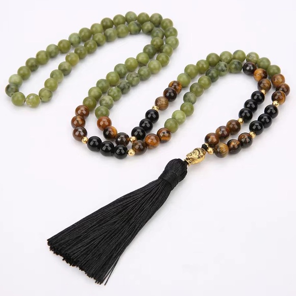 Jade and tigers eye meditation mala - Picture 6 of 8